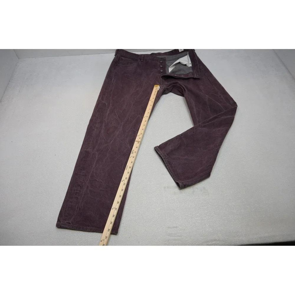 Levi's 501 Jeans Mens 42x30 Purple White Oak Cone Denim Button Fly Straight